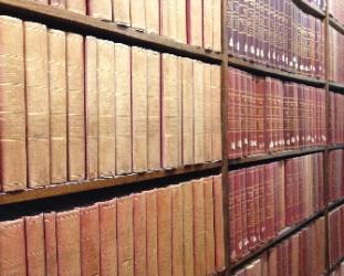 a large bookshelf full of books