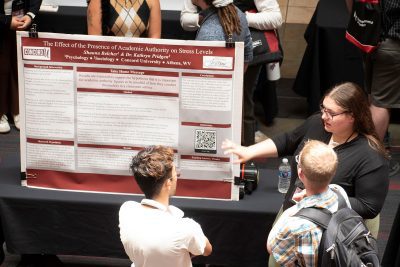 Concord University student Shauna Belcher presenting her psychology & sociology research poster