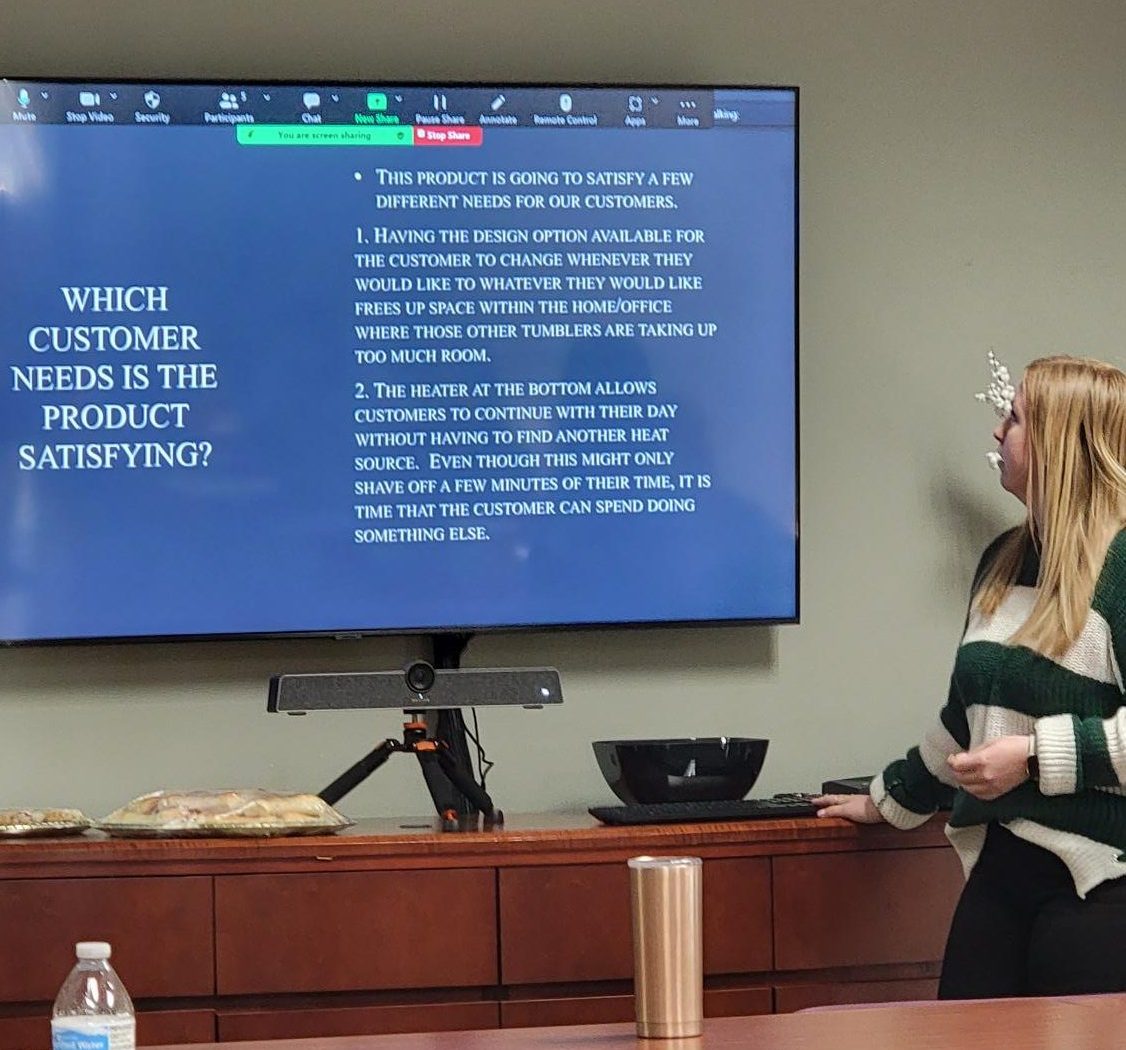 A student presenting her entrepreneurship project