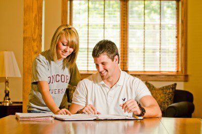 Two students studying together