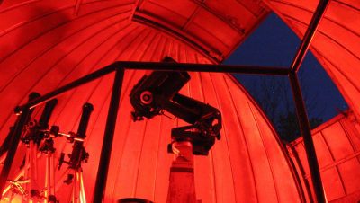 The inside dome of the Concord University observatory