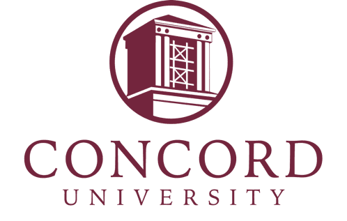 maroon Concord University bell tower logo