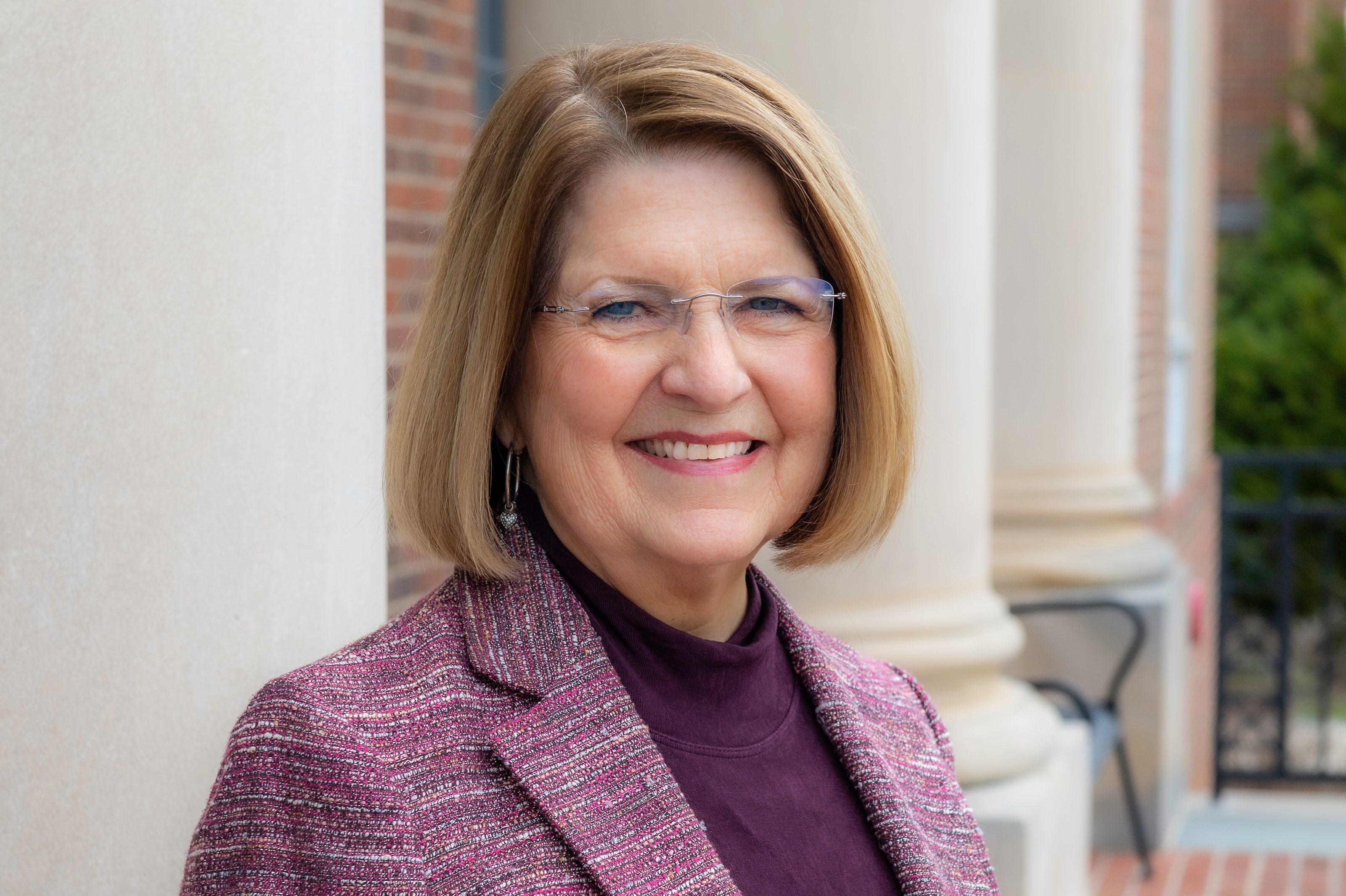 Concord University's 12th President Dr. Kendra S. Boggess standing outside of the Library