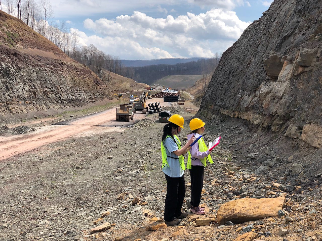 Geoscience students working at a field site.