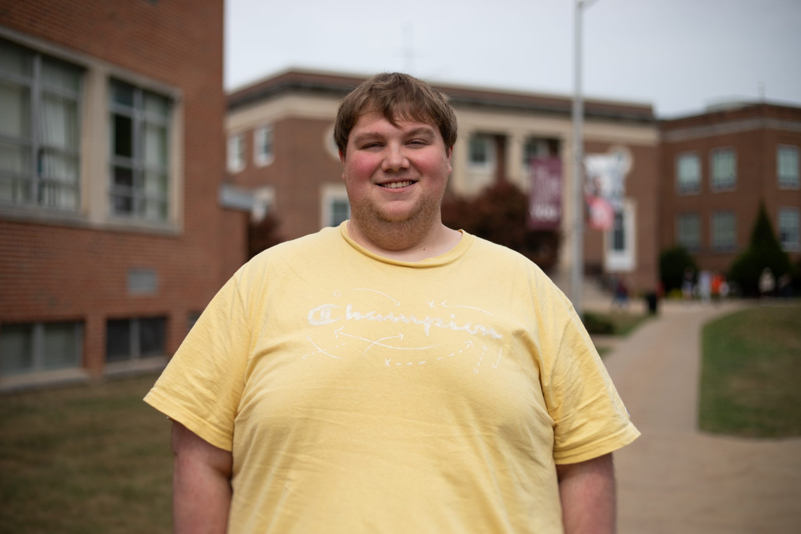 A photo of Student Conduct Officer Ben Bailey in front of the Beasley Student Center