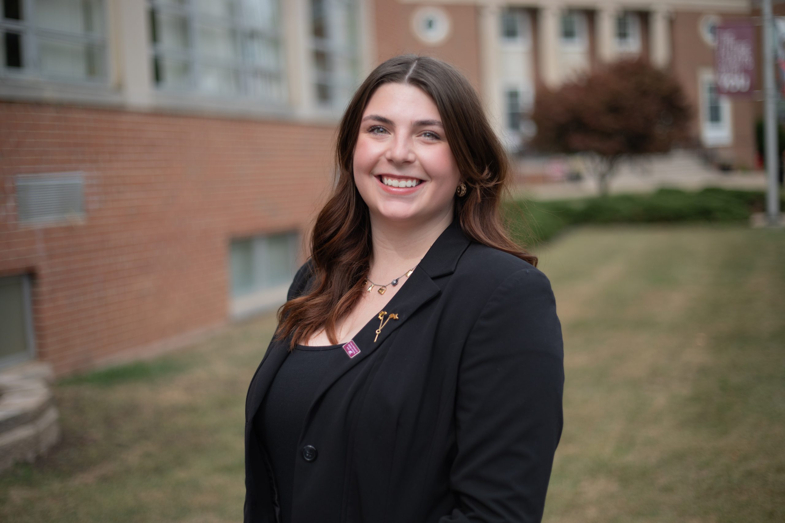 A photo of SGA President Madison Brooke Sears in front of the Beasley Student Center