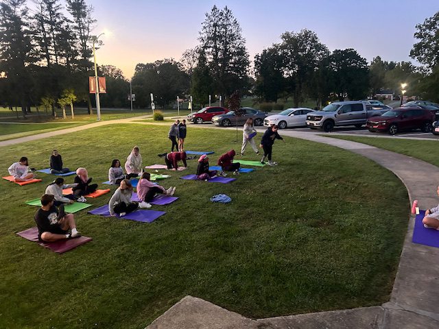 Outdoor sunrise yoga