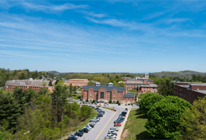 An aerial view of the Concord University Campus