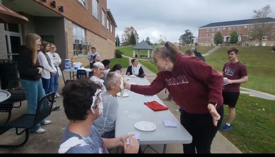 CU Political Science students participating in Pie Your Professor