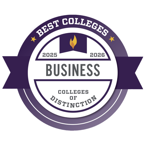 Best Colleges for Business accreditation badge.